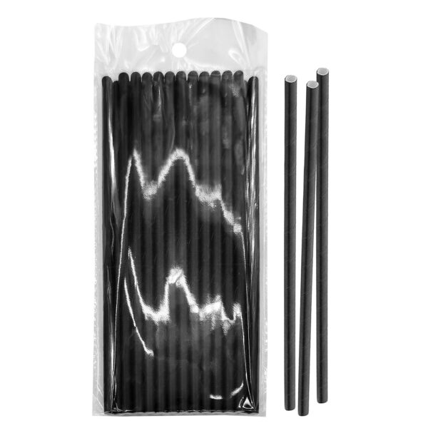 Καλαμάκια Χάρτινα Μαύρα πακ=25 τεμ 20x0,6cm Homie 3793