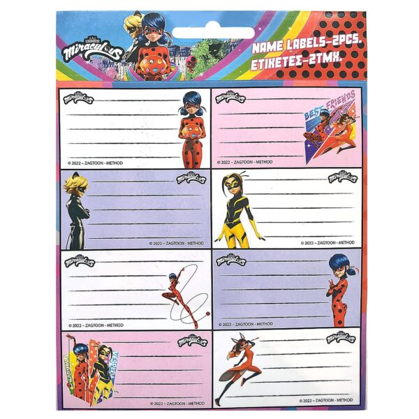 Ετικέτες Miraculous σετ=2φυλλα 16 Ετικέτες 15x20cm Gim