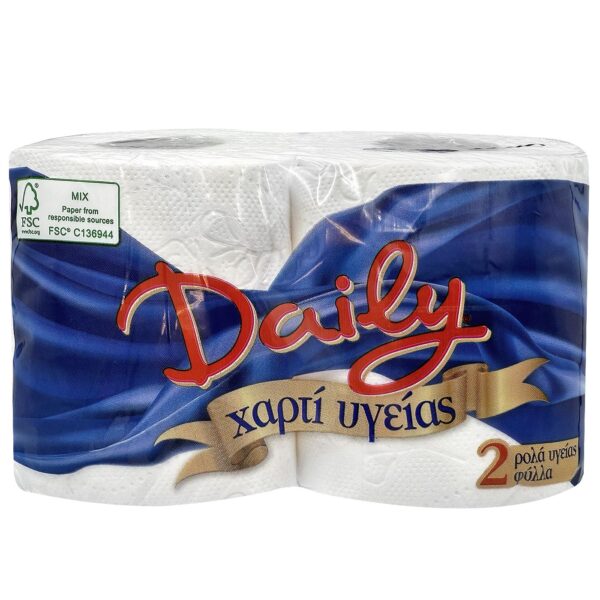 Χαρτί Υγείας Daily 2 Φύλλων πακ=2 Ρολά 63gr Daily