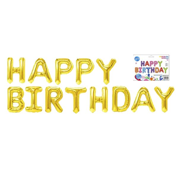 Φουσκωτό Μεταλλιζέ Happy Birthday Ύψος γραμμάτων=41cm Homie 116791
