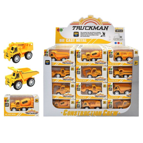 Μεταλλικά Δομικά Οχήματα Pull Back 10cm - Κουτι 48 τεμ 30x23x18cm ToyMarkt 902378