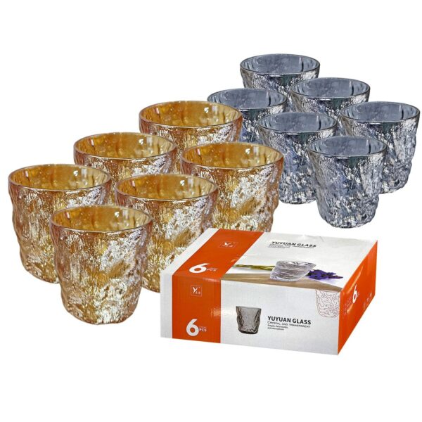 Ποτήρια Κοντά Σμιλεμένα Χρωματιστά σετ=6τεμ 9x9cm 330ml Homie 1002131