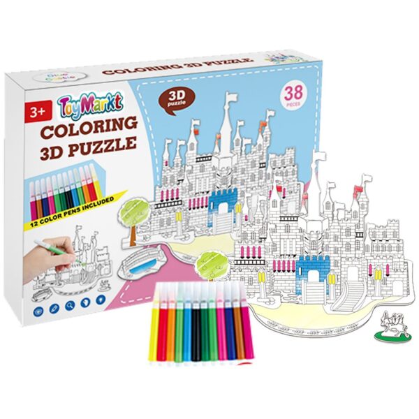 Παζλ 3d Χρωματισμού 38 τεμ Κάστρο 26x18x3cm ToyMarkt 891730
