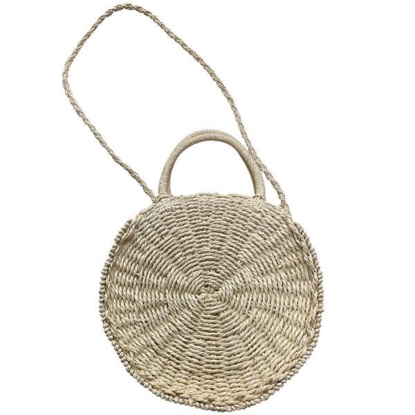 Τσάντα Στρογγυλή Ψαθόχαρτο Λευκή ø28cm SummerTiempo 622560