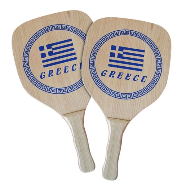 Ρακέτες Ξύλινες Παραλίας Greece ~410gr/Ρακέτα, ~570cm²,  40x22x1,2cm SummerTiempo 62348