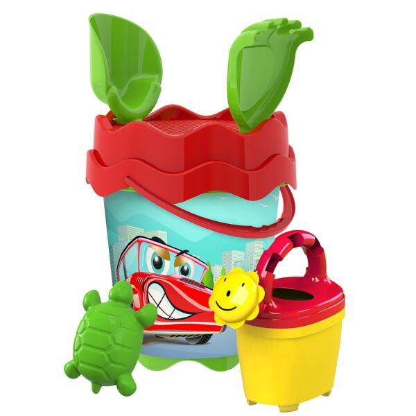 Κουβαδάκι Αμαξάκια με Ποτιστήρι Φ17cm ΣΕΤ=6 ΤΕΜ SummerTiempo 623303