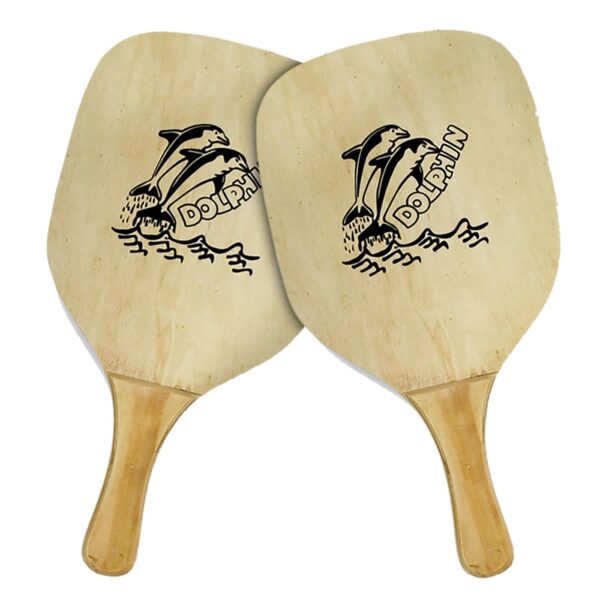 Ρακέτες Ξύλινες Παραλίας Δελφίνι 40x22x1,2cm } ~370gr/Ρακέτα, ~570cm² SummerTiempo 62109