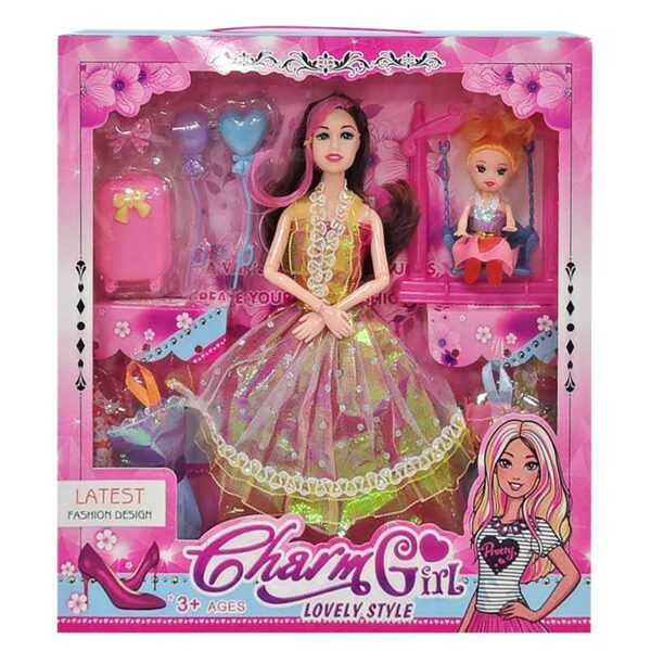 Κούκλα 29cm & Κουκλάκι σε Κούνια, με Αξεσουάρ 32x30x5cm ToyMarkt 922118