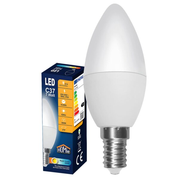 Λάμπα LED C37 Ε14 Θερμό Λευκό 7W  Homie 108534