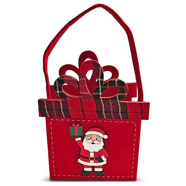 Τσόχινο Καλάθι Xmas με Ξύλινα Decor 20x12x7cm Xmasfest 1134259